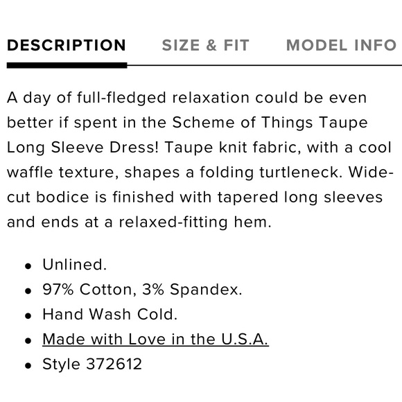 Taupe Long Sleeve Dress - Picture 4 of 6